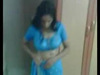 Enchanting Aunty Remove Her Blue Saree And Other All Clo